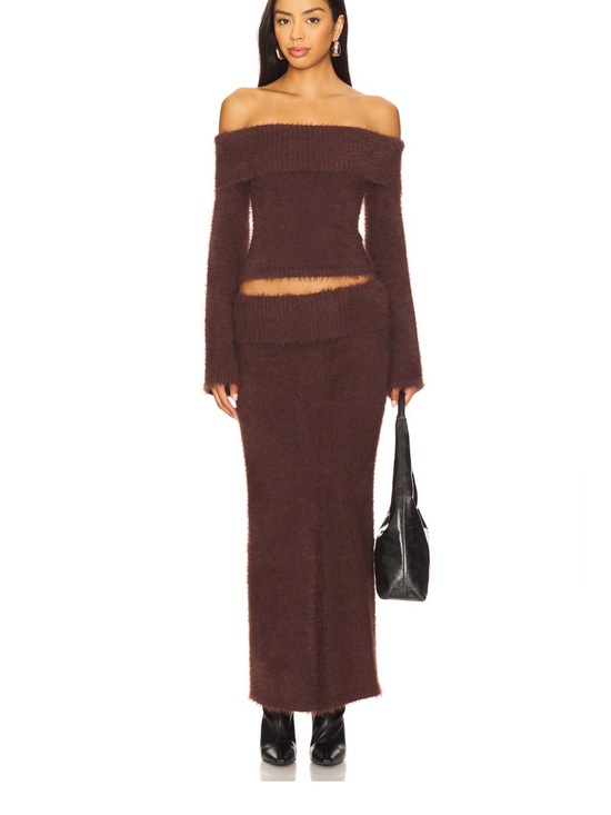 Seven Wonders Dresses & Skirts - Seven Wonders Fuzzy Knit Top & Maxi Skirt 2-Piece Set Brown size S